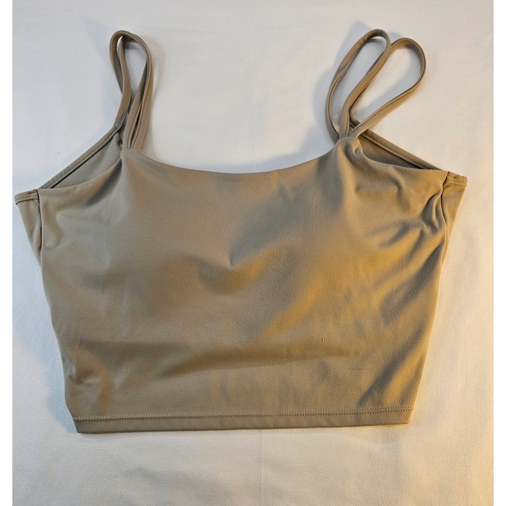 Unbranded Women Tan Twist Back Athletic Crop Top Double Strap Yoga Bra Large